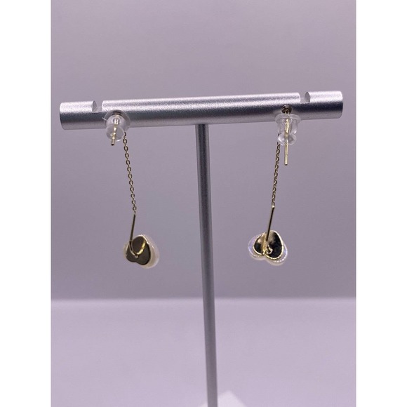 Gold Plated Sterling Silver Drop Pearl Color Heart - Picture 3 of 4